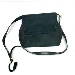 Salvatore Ferragamo Black Suede Purse Shoulder Bag Clutch Vintage Italy
